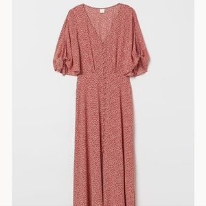 Crêped midi dress with tie sleeves